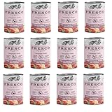 Fresco Complete-Menü Ziege mit Maniok, Pfirsich und Thymian | 12er Pack | 12 x 400 g | Nassbarf für Hunde | Wichtige Vitamine & Linolsäure | Grob zerkleinertes Naturprodukt