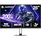Amzfast 25 Zoll Gaming Monitor-200Hz, FHD 1920x1080, Fast IPS Monitor, 1ms MPRT, 124% sRGB, 320cd/m², HDR, Eingebaute Lautsprecher, VESA 75x75, HDMI 2.0/DP 1.4 - AMZG25X1