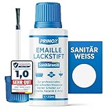 Prinox Emaille Lackstift zur professionellen Reparatur von kleinen Schäden auf Emaille, Fliesen, Keramik und Acryl - Wasserfest Bad & Sanitär Lack als Fugenstift, Reparatur für Waschbecken & Fliesen