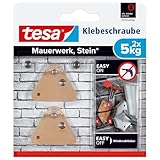 tesa Klebeschraube für Mauerwerk und Stein, Halteleistung 5 kg, dreieckig, 2 Stück