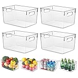 HPYLIF·H Kühlschrank Organizer 4er Set Küche Aufbewahrungsbox mit Griffen, Robust & Durchsichtiger - Organisation für Küchen, Kühlschrank, Schränke, Badezimmer - BPA Frei 29x20x15.5CM