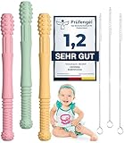 Beißröhrchen Zahnungshilfe Beißring Baby Bpa-Frei Silikon 3 Stück Us-Cpc Zugelassene Greifling (3 Stück)