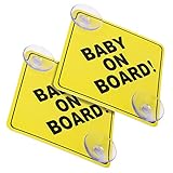 cobee Baby an Bord Auto Warnschilder, 2 Stück 12,7 x 12,7 cm Sicherheits Autoschild mit doppelten Saugnäpfen Baby im Auto Aufkleber für Autofenster wiederverwendbar Baby an Bord Aufkleber (Stil A)