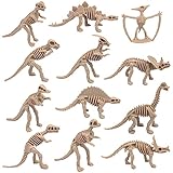 Bekecidi 12 Stück Dinosaurier Skelett Modell Mini Dinosaurier Figuren Dinosaurier Fossilien Skelett Spielzeug Dinosaurier Kuchenaufsatz für Kinder und Erwachsene Wissenschaftliches Lernspiel