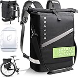 Noxcer 3in1 Fahrradtasche für Gepäckträger & Rolltop Rucksack - 25L Volumen Wasserabweisend Recycelt inkl. Regenschutz - Gepäckträgertasche fürs Fahrrad - Rucksack mit Laptopfach