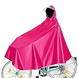 Fayemint Wasserdicht Radfahren Regen Poncho, Fahrrad Compact Regen Cape, Radfahren Regen Poncho mit Kapuze, für Fahrräder, Mountainbikes, Elektrofahrräder (Rose Rot)