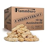 FLAMMBURO (10kg = ca. 800 Stück) Anzündwolle für Kamin, Ofen und Grill – Ökologischer Holzanzünder, Kaminanzünder, Grillanzünder, Anzünder Holzwolle Varianten: (3kg) / (5kg) / (15kg)