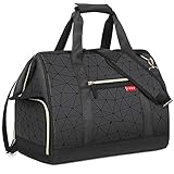 Lekesky Leder Reisetasche Weekender Damen, Sporttasche mit Schuhfach, Großes Öffnungsdesign, 33L für Kurze Reisen, Airline, Krankenhaus, Strand (Schwarz PU Leder)