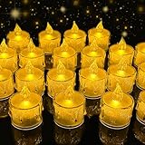 RISVOWO LED Teelichter 24 Stück Flammenloses batterie kerzen realistische und helle blinkend Teelichter,flackernden Teelichter, Stunden für Hochzeit, Festival, Parteien, Warmweiße