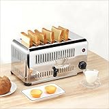 GSHSHOU Gewerblicher 6-Scheiben-Pop-up-Toaster mit 1,18 Zoll Breitem Schlitz, 1-5-Minuten-Timer für Gleichmäßige Erwärmung, Gehäuse aus Edelstahl, Geeignet für den Einsatz zu Hause und in Cafés.