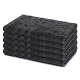 Lavea® 5er Set Gästehandtücher Set, Gästetücher 30x50 cm, Frottee Gästetuch aus 100% Baumwolle, Handtücher Set, weich und saugstark, Serie Elena, 60 °C waschbar, Handtuch, Anthrazit