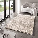 Taracarpet Shaggy Teppich Wohnzimmer Venezia Hochflor Langflor Teppiche modern Creme 240x340 cm