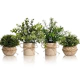 YVONNEYI 4 Stück Kunstpflanze für Deko Wohnzimmer, Künstliche Pflanzen wie echt Eukalyptus, Fake Plant für Home Schlafzimmer Badezimmer Küchen Büro Zimmer Fensterbank Zuhause Innen Deko (005, 4 Stück)