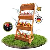 Landtanne Hochbeet für Garten Balkon Terrasse Holz 4 Etagen mit Gartenvlies [Bewässerungssystem] Vertikalbeet Vertikaler Garten Kräuterbeet Outdoor