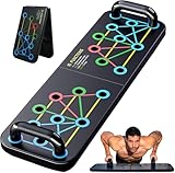 flintronic Push Up Board, 16 in 1 Multifunktionales Faltbares Push Up Rack Board mit Fitnessbändern, Farbcodierte Push Up Ständer, für Indoor, Gym, Outdoor Muskeltraining