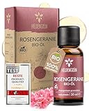 Heldengrün® BIO Rosengeranienöl [100% NATURREIN] - Echter Rosenduft - Blumig & elegant - Geranienöl Bio - Ätherisches Öl Bio - Rosenöl Geranium
