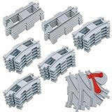 Bausteine Zug Schienen Set, Spielzeug Eisenbahnschienen,bestehend aus Cross Track Gerade, Kurven Schienen, kompatibel mit dem Marktführer ab 2 Jahren (32PCS)