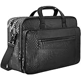 Mancro Aktentasche Herren Damen, 17 Zoll Business Laptoptasche Groß, wasserdichte Umhängetasche Messenger Bag, erweiterbare multifunktionale Computertasche für 17 Zoll Laptop Tablet Notebook, Schwarz