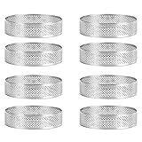 Histeaa 8 Stück Edelstahl-Törtchenringe, hitzeperforierter Kuchen-Mousse-Ring, rund, doppelt gerollt, Metallform, 10 cm