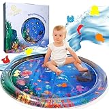 Glinbo Baby-Wassermatte, Baby Wasserspielmatte XXL BPA-frei, Baby-Spielzeug ab 3, 6 und 9 Monate, Spielmatte-Baby mit schwimmende Meerestiere