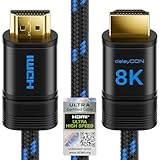 deleyCON 2m 8K HDMI 2.1b Kabel (48G, ULTRA Highspeed) Zertifiziert, 8K@60Hz 4K@120Hz 2K@144Hz/165Hz eARC HDCP 2.3/2.2 – für DTS:X Dynamisches HDR Dolby Atmos TV PS5 Xbox Soundbar Monitor Gaming