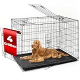 Hundetransportkäfig 3- türig, S-M-L-XL Hundetransportbox, Tiertransportbox, Hundebox, Hundekäfig, Auto Transportkäfig, Tier Reisebox Drahtkäfig für Hunde Welpe faltbar Schwarz