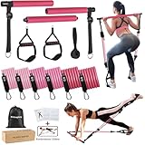 ALongSong Fitnessbänder Pilates Bar Set mit 6...