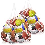 Xpieoyrm 2 Stück Basketballnetz Tasche, Ball Carry Tasche passend für 10 Bälle, robustes Ballnetz, Fußball Netztasche, Mesh Carry Net mit Kordelzug