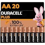 Duracell Plus AA Batterien (20er-Pack) – Alkaline-Batterien 1,5 V – bis 100 % zusätzliche Lebensdauer – Zuverlässigkeit für Alltagsgeräte – 0 % Plastik – 10 Jahre Lagerung – LR6 MN1500