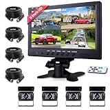 Podofo Rückfahrkamera Kabel mit Monitor 9’’ 4 Kameras Set 1/2/3/4 Geteilter Bildschirm IP68 wasserdichte Nachtsicht für LKW/Trailer/Bus/Van 2x10M und 2x20M Kabel 4-Pin Luftfahrtschnittstelle 12-24V