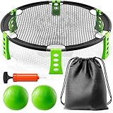 Kezidhp Outdoor Spieleset, Roundnet Set mit 2 Bällen, Pumpe, Kordelzug, Netzen, Tasche, Gartenspiele, für Strand, Rasen, Hof und Park