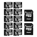 Gigastone 16GB MicroSDHC Speicherkarte 10er-Pack + SD Adapter, für Action-Kamera, GoPro, Drohne und Tablet, Lesegeschwindigkeit bis zu 85MB/s, Full HD-Videoaufnahme, Micro SD Karte UHS-I Klasse 10 U1