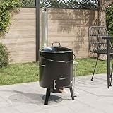 Artikel-Gulaschkanone mit Kamin und Deckel, schwarz emaillierter Stahl, Küche und Esszimmer, Küchengeräte, Outdoor-Grills