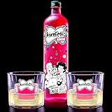 Kornfetti Himmi Bomb Bundle – Himbeer-Limetten-Likör 0,7L + 2 Gläser – 15 % vol – fruchtig-prickelnder Party-Drink – perfekt mit Prosecco – Limited Edition