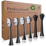 Tristan Auron 4x Ersatzbürstenköpfe und 2x Zungenreiniger, Tongue Cleaner, Aufsteckbürsten, 6er Pack