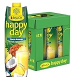 Rauch Happy Day Cocos-Ananas | eine Geschmacksreise in die Karibik | Fruchtsaft aus Ananas und Kokosnusswasser | 6x 1l Tetra Prisma