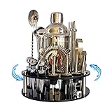 AAGAZA Cocktail-Shaker Barkeeper-Set Cocktail-Shaker 30-teiliges Set drehbare Halterung Home DIY Anzug für Mixgetränke Martini-Barwerkzeuge Edelstahl /170 (Farbe: Silber, Größe: 750 ml)