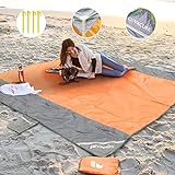 COVACURE Picknickdecke Stranddecke Strandmatte Campingdecke, 210 x 200 cm Wasserdicht, Sanddicht, 0.38kg Ultraleicht & Kompakt für Strand, Camping, Wandern, Picknick (Orange)