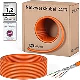 hb-digital 25m CAT 7 Netzwerkkabel LAN Kabel Verlegekabel Ethernet Installationskabel 10 Gbit/s AWG23 S/FTP - GHMT Zertifiziert - reines Kupfer LSZH BauPVO Klasse Cca Datenkabel Simplex - Orange