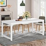 Tribesigns Esstisch,160 x 80 cm industrieller Küchentisch für 4–6 Personen, Rechteckiger Esstisch für Esszimmer, Küche, Wohnzimmer, mit robusten Metallbeinen (Weiß)