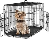 Yaheetech Hundekäfig 75 x 44 x 50 cm klappbar mit Trennwand, 2 Türen, Hundebox für zuhause mit ausziehbare Bodenschale, Transportkäfig Auto, Hundetransportbox Drahtkäfig für Welpe Katzen, M, Schwarz