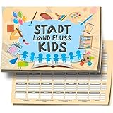 Jean-Philippe Dietz® Stadt Land Fluss Block - Kids Edition - Neues Stadt Land Fluss Spiel - 38 Seiten - Made in Germany