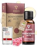 Heldengrün® BIO Rosengeranienöl [100% NATURREIN] - Echter Rosenduft - Blumig & elegant - Geranienöl Bio - Ätherisches Öl Bio - Rosenöl Geranium