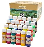 Artecho Acrylfarben Set 24x59 ml, Acrylic Paint Set, Wasserfest und Lichtecht, Schnell Trocknend, ideal für Leinwand, Papier und Stoffe.
