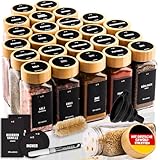 Deco Haus® Gewürzgläser eckig mit Holzdeckel 24er Set [+ Etiketten & Streueinsatz] - Gewürzdosen Set Glas - Gewürzbehälter Spice Jars - Aufbewahrung - Behälter für Gewürze - Gewürzaufbewahrung