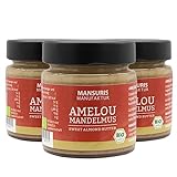 Mansuris BIO Amelou Mandelmus nach marokkanischer Art - ohne Zucker und ohne Zusatzstoffe - Nussmus in bester Qualität -Almond Butter in 130 g Glas