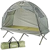 Semptec Urban Survival Technology Campingliege: 2in1-Zelt mit Alu-Feldbett, 1200 mm Wassersäule, 193 x 78 x 160 cm (Zelt mit Liege, Einmannzelt, wasserdichte Taschen)