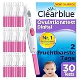 Clearblue Kinderwunsch Ovulationstest Kit Digital, 30 Tests + 1 digitale Testhalterung, Fruchtbarkeitstest für Frauen / Eisprung, nachweislich schneller schwanger werden