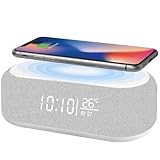 Digitaler Wecker, Digitaler Bluetooth-Audio-Wecker - 9 Farben Nachtlicht, Bluetooth-Lautsprecher, Kabelloses Ladegerät für iPhone/Samsung, Temperaturanzeige, Dimmbare LED-Anzeige