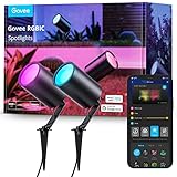 Govee Outdoor LED Strahler, IP65 Wasserdichte Gartenstrahler, Funktioniert mit Alexa, RGBIC Farbwechsel, 16M Farben Dimmbar 500lm, WiFi LED Strahler Außen für Garten 2er Pack